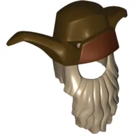 Hair and Hat, Bushy with Beard Long with White at Temples and Hat with 3 Flaps Print (Radagast)