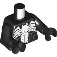 Torso Muscles with Large White Spider Print (Venom), Black Arms and Hands