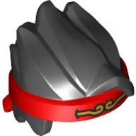 Hair Short, Swept Up with Red Headband with Gold Trim/Decoration