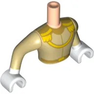 Minidoll Torso Man with Arms and White Hands with Tan Top and Sleeves with Gold Necklace Print