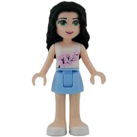 Emma - White Top, Bright Light Blue Skirt