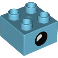 Duplo Brick 2 x 2 with Eye with White Teardrop Spot / Closed Eye Print