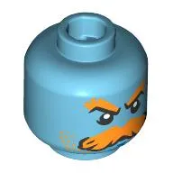 Minifig Head Sandy, Thick Orange Eyebrows, Moustache, Stubble Beard