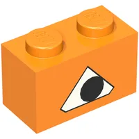 Brick 1 x 2 with Pumpkin Jack O' Lantern Eye Print