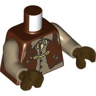 Torso, Dark Tan Shirt, Necklace with Fangs, Reddish Brown Torn Hide Jacket print, Dark Tan Arms, Dark Brown Hands