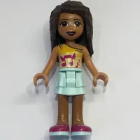 Andrea - Bright Light Orange Top, Light Aqua Skirt