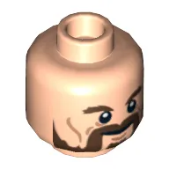 Minifig Head Bofur the Dwarf, Beard, Dark Brown Trimmed, Calm / Battle Rage Print