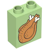 Duplo Brick 1 x 2 x 2 with Roast Turkey Print