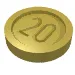 Money / Coin with "20" Sans-serif Type