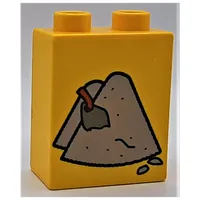 Duplo Brick 1 x 2 x 2 with Sand Piles and Shovel Print