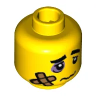 Minifig Head Clumsy Guy, Thick Eyebrows, Black Eye, Bandage, Frown