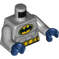 Torso Batman Logo in Yellow Oval with Muscles and Yellow Belt Front and Back Print, Light Bluish Gray Arms, Dark Blue Hands