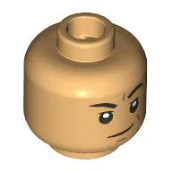 Minifig Head Black Eyebrows, Smirk, Raised Eyebrow