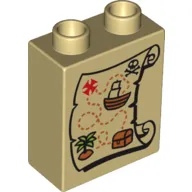 Duplo Brick 1 x 2 x 2 with Treasure Map Print