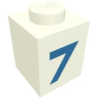 Brick 1 x 1 with Blue '7' Print (Bold Font)