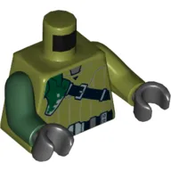 Torso, Odd Arms, Shirt with Diagonal Black Belt and Dark Green Pad Print (Kanan Jarrus), Left Olive Green Arm, Right Dark Green Arm, Black Hands