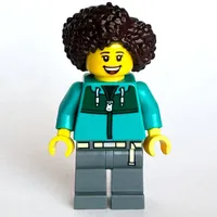 Woman, Dark Turquoise Jacket, Dark Bluish Gray Legs