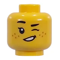 Minifig Head Freckles, Open Mouth Smile / Wink