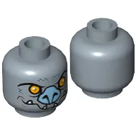 Minifig Head Braptor, Bat, Yellow Eyes, Gray Nose, Fangs Print [Hollow Stud]