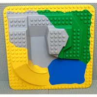 Duplo Baseplate Raised 24 x 24 Four Levels, Light Gray 'Mountain', Blue Pond, Green Hills, Light Yellow Slide