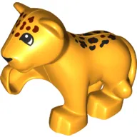 Duplo Animal Leopard Cub with Raised Paw and Spots on Head and Back Print