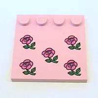 Plates Special 4 x 4 with Studs on One Edge and Roses Print