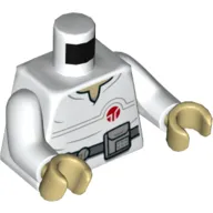 Torso Tunic, with Red Circle, Tan Neck, Dark Bluish Gray Belt with Device Print, White Arms, Tan Hands