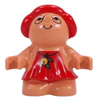 Duplo Figure Little Forest Friend Female, Red Dress with Berry Necklace, Glasses Print (Melba Strawberry)