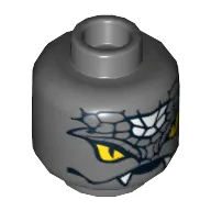Minifig Head Snike, Yellow Snake Eyes, Fangs, Black and White Scales Print [Hollow Stud]