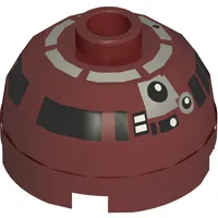 Brick Round 2 x 2 Dome Top, Blocked Open Stud, Bottom Axle Holder with Silver and Black Astromech Droid Print (R4-P17)