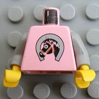 Torso Horse Head in Horseshoe Print, Light Gray Arms, Yellow Hands