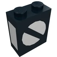 Brick 1 x 2 x 2 with Inside Axle Holder with Train Point Print