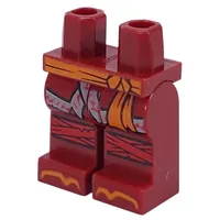 Hips and Dark Red Legs with Orange Sash, Robe End with Sand Green Trim, Red Knee Wraps print