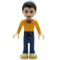 Luis - Orange Sweater, Dark BLue Trousers