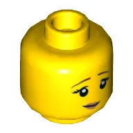 Minifig Head, Brown Eyebrows, Peach Lips, Pensive Smile / Scared Print