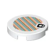 Tile Round 2 x 2 with Bottom Stud Holder and Mushroom and Barcode Print (Sticker)