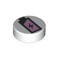 Tile Round 1 x 1 with Battery print