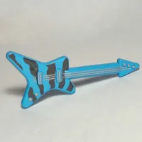 Musical Instrument Guitar Electric 'ML' Type with Pick Guard and Silver Strings and Knobs, Dark Gray Decorations Print