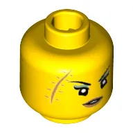 Minifig Head Shark Army, Thin Eyebrows, Large Medium Nougat Scar with Stitches, Slightly Open Mouth with Medium Nougat Lips Print [Hollow Stud]