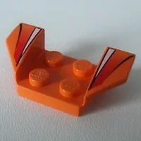 Mudguard 2 x 4 with 2 x 2 Studs and Flared Wings, White Stripe and Red Fade Print