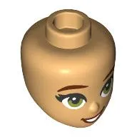 Minidoll Head Dark Red Eyebrows, Lips, Olive Green Eyes