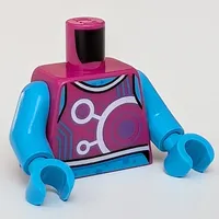 Torso Vest, White Circles and Lines, Dark Azure Skin print, Dark Azure Arms and Hands