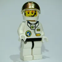 Astronaut, White, Black Hips, Helmet with Large Chrome Gold Visor, Headset
