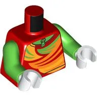 Torso, Ski Suit, Bright Green, Yellow, Bright Light Orange Shapes, Zipper print, Bright Green Arms, White Hands