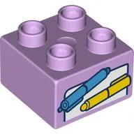 Duplo Brick 2 x 2 with Blue and Yellow Pens, Paper print