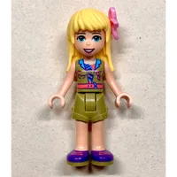 Stephanie - Olive Green Jacket, Olive Green Skirt, Bright Light Yellow Hair, Flower