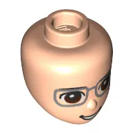 Minidoll Head Reddish Brown Eyes, Silver Glasses