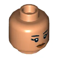 Minifig Head Kordi, Eyebrows, Eyelashes, Peach Lips Print