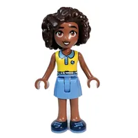 Aliya - White Top, Medium Blue Skirt