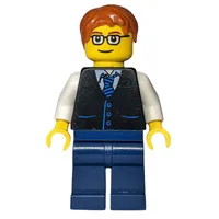 Black Torso, Dark Blue Legs, Dark Orange Hair - Squared Glasses